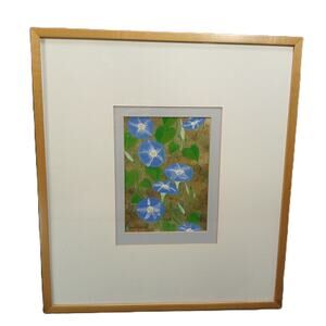 Original Painting Morning Glory Blue & Gold Signed Robert H. Keys 19x17" Frame